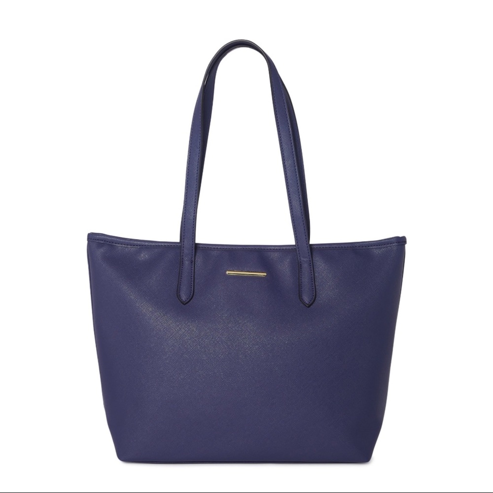 Purple Crosshatched Structured Tote Purse